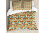 Abakuhaus Copripiumino Weinlese-Flugzeug, Zeppelin Blimp, Antiacaro, Adatto A Chi Soffre Di Allergie, Con Federe, 155 Cm X 220 Cm - 80 X 80 Cm, Multicolore