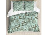Abakuhaus Copripiumino Con Fiori, Ispirazione Romantica, Antiacaro, Adatto A Chi Soffre Di Allergie, Con Federe, 155 Cm X 220 Cm - 80 X 80 Cm, Verde Chiaro Seafoam
