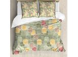 Abakuhaus Copripiumino Con Fiori, Motivi Geometrici A Spirale, Antiacaro E Anallergico, Con Federe, 155 Cm X 220 Cm - 80 X 80 Cm, Multicolore