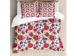 Abakuhaus Copripiumino Con Fiori, Papaveri Rossi In Fiore, Antiacaro, Adatto A Chi Soffre Di Allergie, Con Federe, 200 Cm X 200 Cm - 80 X 80 Cm, Multicolore