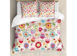 Abakuhaus Copripiumino Con Fiori, Coccinella Strawberry Vogel, Antiacaro, Adatto A Chi Soffre Di Allergie, Con Federe, 155 Cm X 220 Cm - 80 X 80 Cm, Multicolore
