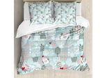 Abakuhaus Copripiumino Con Fiori, Uccellini Di San Valentino, Antiacaro, Adatto A Chi Soffre Di Allergie, Con Federe, 155 Cm X 220 Cm - 80 X 80 Cm, Multicolore