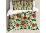Abakuhaus Set Copripiumino Per Letti Matrimoniali, Stile Floreale Orientale, Antiacaro, Adatto A Chi Soffre Di Allergie, Con Federe, Multicolore
