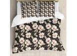 Abakuhaus Copripiumino Blumen, Mohnblu Natur, Antiacaro, Adatto A Chi Soffre Di Allergie, Con Federe, 155 Cm X 220 Cm - 80 X 80 Cm, Tan Charcoal Grigio Rosso
