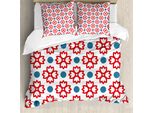 Abakuhaus Copripiumino Con Fiori, Natura Europea Astratta, Antiacaro, Adatto A Chi Soffre Di Allergie, Con Federe, 200 Cm X 200 Cm - 80 X 80 Cm, Blu Ardesia, Rosso, Bianco