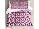 Abakuhaus Copripiumino Butterfly, Acquerello Vibrante, Antiacaro, Adatto A Chi Soffre Di Allergie, Con Federe, 155 Cm X 220 Cm - 80 X 80 Cm, Rosa Magenta Nero