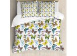 Abakuhaus Copripiumino Butterfly, Acquerello Etnico, Antiacaro, Adatto A Chi Soffre Di Allergie, Con Federe, 155 Cm X 220 Cm - 80 X 80 Cm, Multicolore