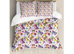 Abakuhaus Copripiumino Butterfly, Leuchtende Flora Dots, Antiacaro, Adatto A Chi Soffre Di Allergie, Con Federe, 155 Cm X 220 Cm - 80 X 80 Cm, Multicolore