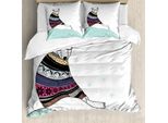 Abakuhaus Copripiumino Orso, Maglione Hipster Natale, Antiacaro Adatto A Chi Soffre Di Allergie Con Federe, 200 Cm X 200 Cm - 80 X 80 Cm, Multicolore