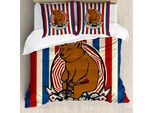 Abakuhaus Copripiumino Orso, Mascotte Del Circo In Bicicletta, Antiacaro, Adatto A Chi Soffre Di Allergie, Con Federe, 155 Cm X 220 Cm - 80 X 80 Cm, Ruby Blue Brown