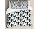 Abakuhaus Copripiumino Orso, Animali Della Foresta Moderni Joy, Antiacaro Adatto A Chi Soffre Di Allergie Con Federe, 155 Cm X 220 Cm - 80 X 80 Cm, Azzurro Nero Bianco