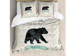 Abakuhaus Set Copripiumino Per Letti Matrimoniali, Adesivi Con Animali Vintage, Antiacaro, Adatto A Chi Soffre Di Allergie, Con Federe, Verde Menta, Nero, Marrone Chiaro