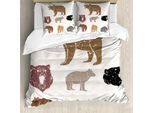 Abakuhaus Copripiumino Orso, Set Grunge Retro Knurren, Antiacaro, Adatto A Chi Soffre Di Allergie, Con Federe, 200 Cm X 200 Cm - 80 X 80 Cm, Multicolore