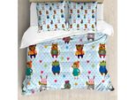 Abakuhaus Copripiumino Per Asilo Nido, Animali Abbigliamento Invernale, Antiacaro Adatto A Chi Soffre Di Allergie Con Federe, 155 Cm X 220 Cm - 80 X 80 Cm, Multicolore