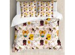 Abakuhaus Copripiumino Per Asilo Nido, Cartoni Animati Jungle, Antiacaro, Adatto A Chi Soffre Di Allergie, Con Federe, 155 Cm X 220 Cm - 80 X 80 Cm, Multicolore