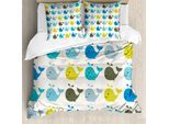 Abakuhaus Set Copripiumino Walfisch Per Letti Matrimoniali, Pesci Colorati Animali Art, Antiacaro Adatto A Chi Soffre Di Allergie Con Federe, Multicolore