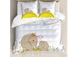 Abakuhaus Copripiumino Per Asilo Nido, Mamma Elefante, Antiacaro, Adatto A Chi Soffre Di Allergie, Con Federe, 155 Cm X 220 Cm - 80 X 80 Cm, Verde Baby Blue