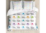 Abakuhaus Copripiumino Per Asilo Nido, Elefanti Colorati E Divertenti, Antiacaro, Adatto A Chi Soffre Di Allergie, Con Federe, 200 Cm X 200 Cm - 80 X 80 Cm, Multicolore