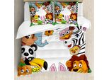 Abakuhaus Copripiumino Per Asilo Nido, Animali Della Giungla Tropicale, Antiacaro, Adatto A Chi Soffre Di Allergie, Con Federe, 155 Cm X 220 Cm - 80 X 80 Cm, Multicolore