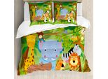 Abakuhaus Copripiumino Per Asilo Nido, Divertenti Animali Mammiferi, Antiacaro, Adatto A Chi Soffre Di Allergie, Con Federe, 200 Cm X 200 Cm - 80 X 80 Cm, Multicolore