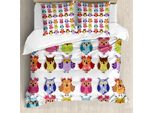 Abakuhaus Copripiumino Per Asilo Nido, Cartoon Eulen Emotions, Antiacaro, Adatto A Chi Soffre Di Allergie, Con Federe, 155 Cm X 220 Cm - 80 X 80 Cm, Multicolore