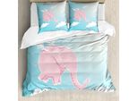 Abakuhaus Set Copripiumino Per Lettini Matrimoniali, Elefante Rosa Nel Cielo, Antiacaro Adatto A Chi Soffre Di Allergie Con Federe, Rosa Chiaro Azzurro Bianco