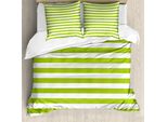 Abakuhaus Copripiumino Verde Lime, Linee Acquerellate, Antiacaro, Adatto A Chi Soffre Di Allergie, Con Federe, 200 Cm X 200 Cm - 80 X 80 Cm, Bianco Verde Lime