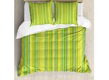 Abakuhaus Lime Green Copripiumino, Morbide Linee Geometriche, Antiacaro, Adatto A Chi Soffre Di Allergie, Con Federe, 200 Cm X 200 Cm - 80 X 80 Cm, Verde Pallido Giallo