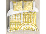 Abakuhaus Copripiumino Giallo E Bianco, Uccello Astratto, Antiacaro, Adatto A Chi Soffre Di Allergie, Con Federe, 155 Cm X 220 Cm - 80 X 80 Cm, Senape Bianco