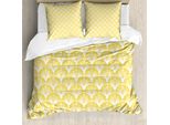 Abakuhaus Copripiumino Giallo E Bianco, Motivi Floreali, Antiacaro, Adatto A Chi Soffre Di Allergie, Con Federe, 200 Cm X 200 Cm - 80 X 80 Cm, Terra Giallo Bianco