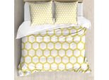 Abakuhaus Copripiumino Giallo E Bianco, Hexagonal Comb, Antiacaro, Adatto A Chi Soffre Di Allergie, Con Federe, 155 Cm X 220 Cm - 80 X 80 Cm, Giallo Bianco