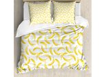 Abakuhaus Copripiumino Giallo E Bianco, Cartoon Banana, Antiacaro, Adatto A Chi Soffre Di Allergie, Con Federe, 200 Cm X 200 Cm - 80 X 80 Cm, Giallo Bianco