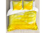 Abakuhaus Copripiumino Giallo E Bianco, Pennellate, Antiacaro, Adatto A Chi Soffre Di Allergie, Con Federe, 200 Cm X 200 Cm - 80 X 80 Cm, Giallo Calendula