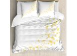 Abakuhaus Copripiumino Giallo E Bianco, Stelle, Antiacaro, Adatto A Chi Soffre Di Allergie, Con Federe, 200 Cm X 200 Cm - 80 X 80 Cm, Giallo Bianco