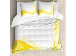 Abakuhaus Copripiumino Giallo E Bianco, Motivo A Onde, Antiacaro, Adatto A Chi Soffre Di Allergie, Con Federe, 155 Cm X 220 Cm - 80 X 80 Cm, Giallo Bianco