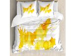 Abakuhaus Copripiumino Giallo E Bianco, Macchie Di Colore, Antiacaro, Adatto A Chi Soffre Di Allergie, Con Federe, 200 Cm X 200 Cm - 80 X 80 Cm, Yellow Marigold