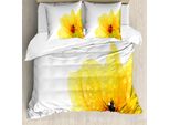 Abakuhaus Copripiumino Con Fiori Gialli, Coccinelle, Antiacaro, Adatto A Chi Soffre Di Allergie, Con Federe, 155 Cm X 220 Cm - 80 X 80 Cm, Giallo Vermiglio