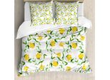 Abakuhaus Set Copripiumino Giallo Per Letti Matrimoniali, Tema Botanico, Antiacaro, Adatto A Chi Soffre Di Allergie, Con Federe, Verde Giada Giallo