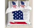 Abakuhaus Adler Copripiumino, Stars And Stripes Usa, Antiacaro, Adatto A Chi Soffre Di Allergie, Con Federe, 200 Cm X 200 Cm - 80 X 80 Cm, Corallo Scuro Blu Navy