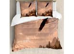 Abakuhaus Adler Copripiumino, Natur Rocky Mountains, Antiacaro, Adatto A Chi Soffre Di Allergie, Con Federe, 155 Cm X 220 Cm - 80 X 80 Cm, Rosa Verde