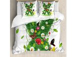 Abakuhaus Lettera X Copripiumino, Alfabeto A Tema Primaverile, Antiacaro Adatto A Chi Soffre Di Allergie Con Federe, 155 Cm X 220 Cm - 80 X 80 Cm, Verde Multicolore