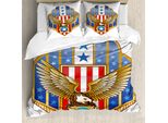 Abakuhaus Copripiumino Adler, Bandiera Della Libertà, Antiacaro, Adatto A Chi Soffre Di Allergie, Con Federe, 155 Cm X 220 Cm - 80 X 80 Cm, Multicolore