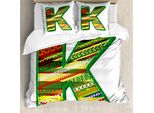 Abakuhaus Lettera K Copripiumino, K Verde Divertente E Infantile, Antiacaro Adatto A Chi Soffre Di Allergie Con Federe, 200 Cm X 200 Cm - 80 X 80 Cm, Multicolore