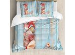 Abakuhaus Lettera L Copripiumino, Tema Ispirato All'oceano, Antiacaro, Adatto A Chi Soffre Di Allergie, Con Federe, 200 Cm X 200 Cm - 80 X 80 Cm, Corallo Scuro E Azzurro Pallido