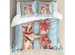 Abakuhaus Lettera R Copripiumino, Tropic-Tier-Alphabet, Antiacaro, Adatto A Chi Soffre Di Allergie, Con Federe, 200 Cm X 200 Cm - 80 X 80 Cm, Corallo Scuro, Azzurro Pallido