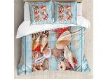 Abakuhaus Lettera B Copripiumino, Abc Design Tema Oceano, Antiacaro Adatto A Chi Soffre Di Allergie Con Federe, 200 Cm X 200 Cm - 80 X 80 Cm, Corallo Scuro Azzurro Pallido