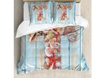 Abakuhaus Lettera T Copripiumino, Marine T Invertebrates, Antiacaro, Adatto A Chi Soffre Di Allergie, Con Federe, 200 Cm X 200 Cm - 80 X 80 Cm, Corallo Scuro, Azzurro Pallido