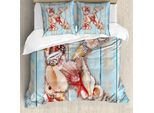 Abakuhaus Lettera K Copripiumino, Lettera K Invertebrates, Antiacaro Adatto A Chi Soffre Di Allergie Con Federe, 200 Cm X 200 Cm - 80 X 80 Cm, Corallo Scuro Azzurro Pallido