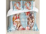 Abakuhaus Lettera Q Copripiumino, Nautical Tier Mare, Antiacaro Adatto A Chi Soffre Di Allergie Con Federe, 200 Cm X 200 Cm - 80 X 80 Cm, Corallo Scuro Azzurro Pallido