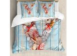Abakuhaus Lettera V Copripiumino, Tema Nautical Abc V, Antiacaro, Adatto A Chi Soffre Di Allergie, Con Federe, 155 Cm X 220 Cm - 80 X 80 Cm, Corallo Scuro E Azzurro Pallido